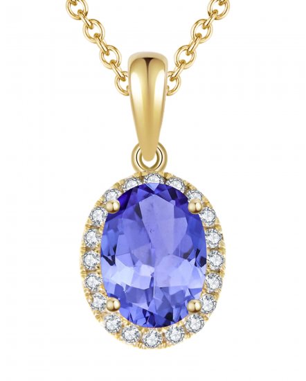 OVAL COLORED STONE DIAMOND PENDANT (VP294)
